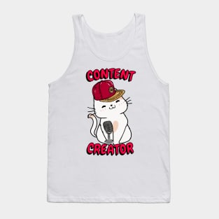Cute white cat is a content creator Tank Top